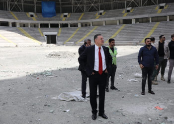 Başkan Lütfü Savaş, Yeni Hatay Stadyumu’nda İncelemelerde Bulundu